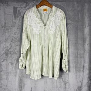 Ruby Red Peasant Blouse Top 3X Green